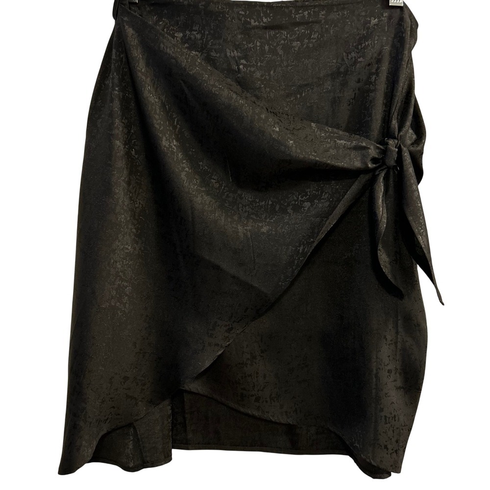 Status by‎ Chenault Black Textured Tie Waist Midi Skirt Women's XL